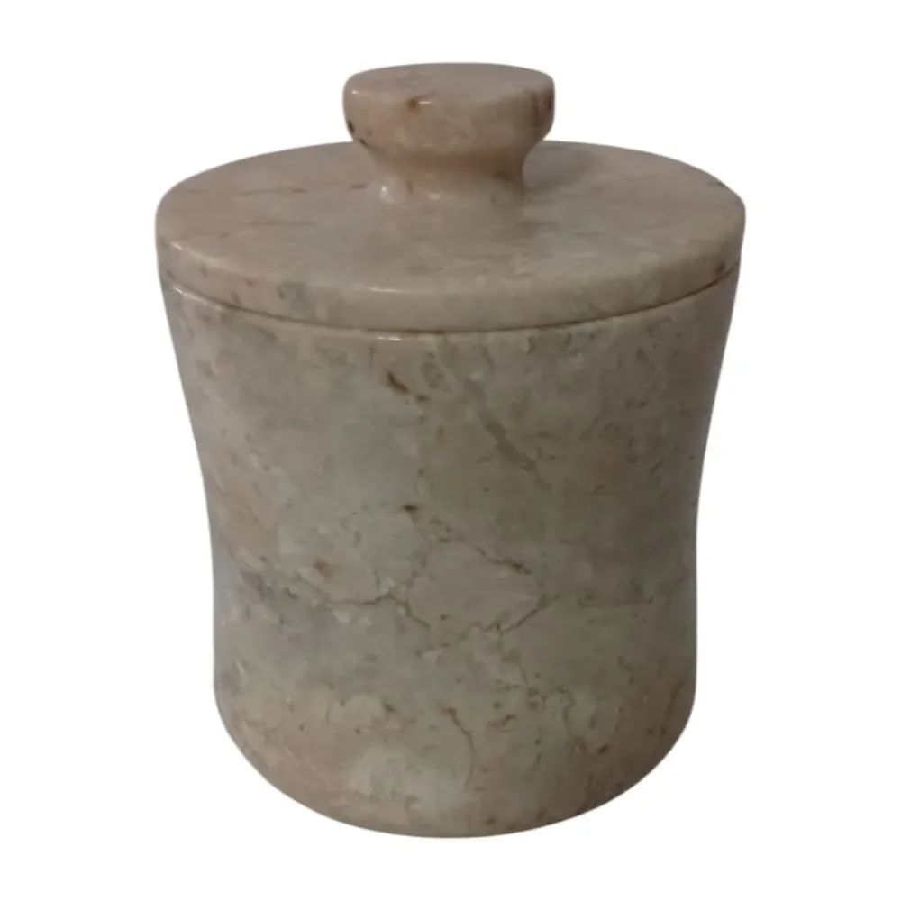 Vintage Travertine Marble Canister Bathroom HEAVY Beige Natural Stone Farmhouse.